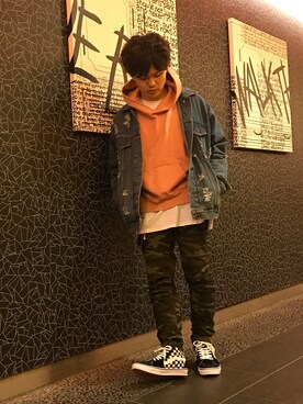 「GOLDEN DENIM（ゴールデンデニム）のアイテム」を使った、TAKAHIROさん（メンズ・170cm）の秋コーディネート