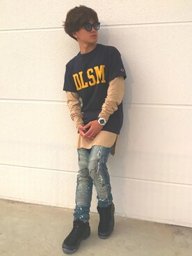 「GOLDEN DENIM（ゴールデンデニム）のアイテム」を使った、TAKAHIROさん（メンズ・170cm）の秋コーディネート