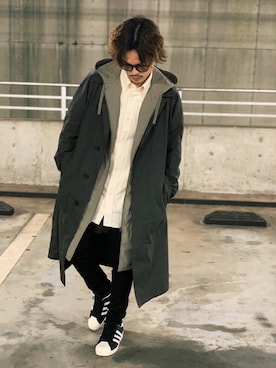 「UNIQLOコーデ」｜「アイテム（ステンカラーコート）」を使った、TAKAHIROさん（メンズ・172cm）の冬コーディネート