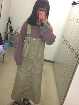 「白スカート」｜「アイテム（オールインワン・サロペット）」を使った、yukinkoさん（レディース・157cm）の春コーディネート