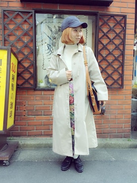 「アイテム（トレンチコート）」を使った、JuRianさん（レディース・149cm）の冬コーディネート