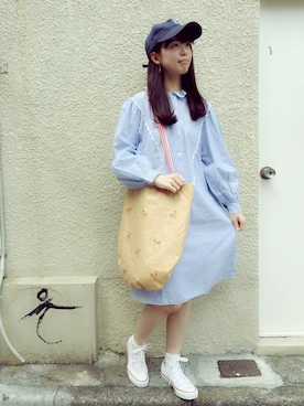 「シャツワンピ」｜JuRianさん（レディース・162cm）の春コーディネート