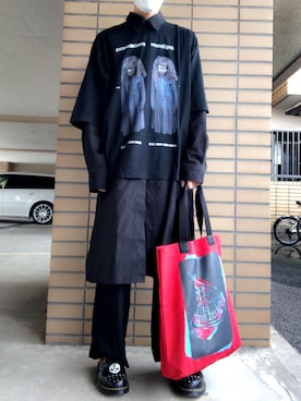 「アイテム（トートバッグ、レッド系）」を使った、cogemaruさん（メンズ・168cm）の春コーディネート