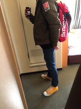 「Laundry（ランドリー）のアイテム（MA-1）」を使った、rumiroさん（メンズ・171cm）の春コーディネート