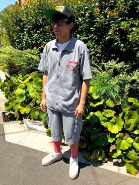 「Ray-Ban（レイバン）のRay-Ban / Wayfarer CLR（メガネ）」を使った、TAKUYAさん（メンズ・162cm）の夏コーディネート