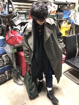 「ソックス」｜「アイテム（トレンチコート）」を使った、TAKUYAさん（メンズ・162cm）の冬コーディネート