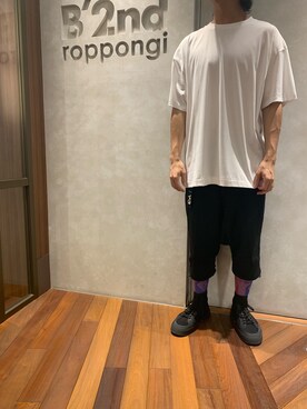 「ATON（エイトン）のアイテム（Tシャツ/カットソー）」を使った、601 さん（メンズ・172cm）の夏コーディネート