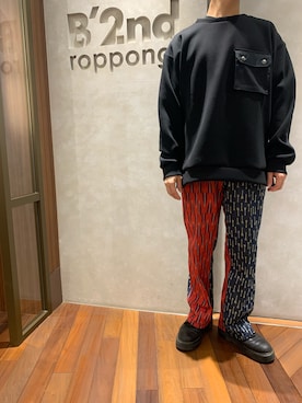 「B2nd」｜「アイテム（スウェット）」を使った、601 さん（メンズ・172cm）の春コーディネート