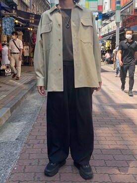 「ATON（エイトン）のアイテム（Tシャツ/カットソー）」を使った、601 さん（メンズ・176cm）の夏コーディネート