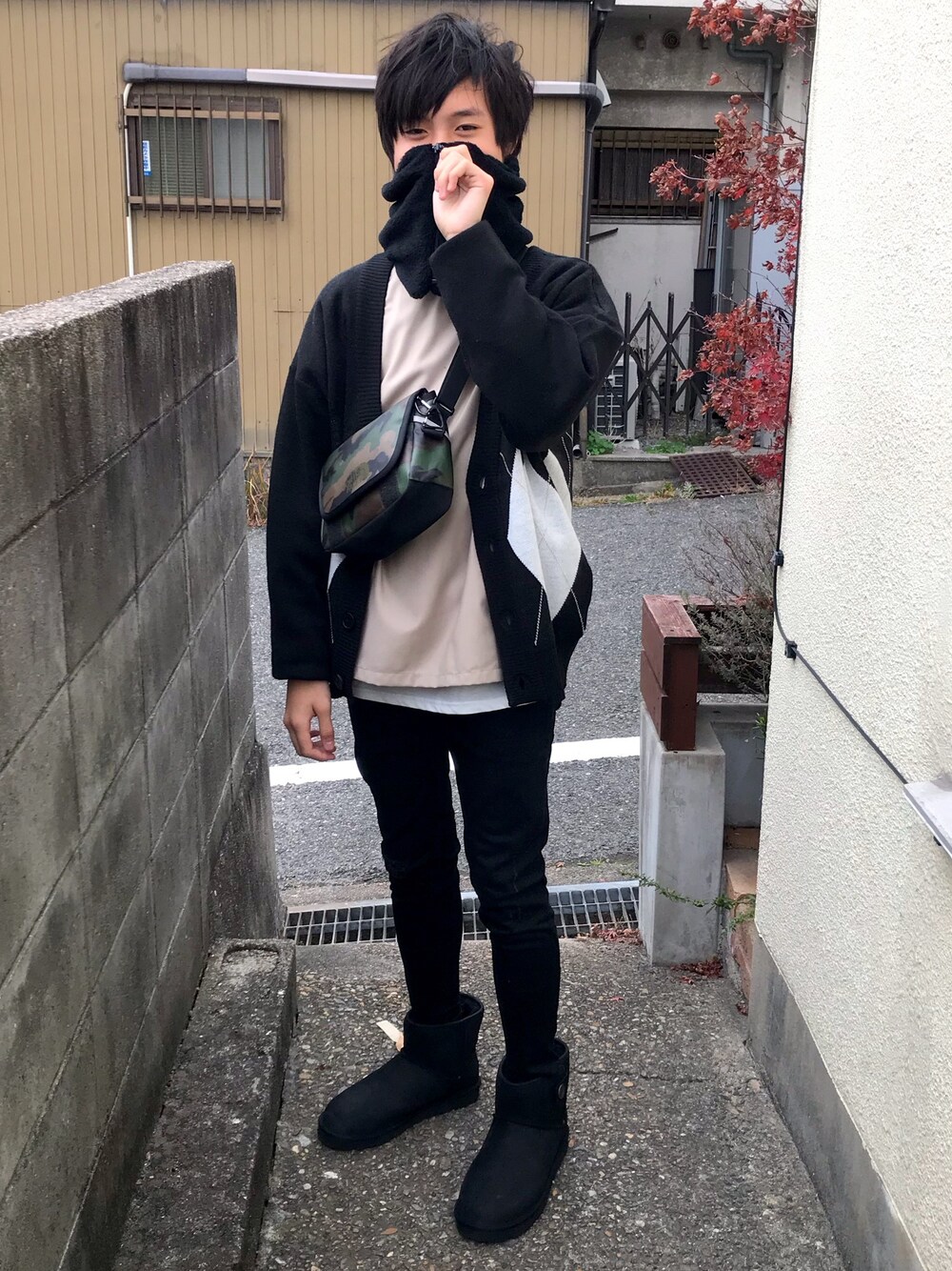 「WEGOのWEGO/【2点セット】アンサンブルTRプルオーバーシャツ（アンサンブル、ベージュ系）」を使った、hidekicchuさん（メンズ・170cm）の冬コーディネートの1枚目の写真