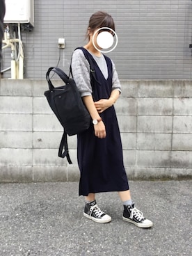 「DHOLIC（ディーホリック）のアイテム（サロペット/オーバーオール）」を使った、ｗａｋａ＊さん（レディース・153cm）の春コーディネート