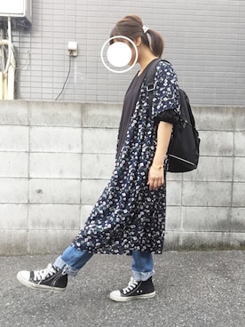 「w closet（ダブルクローゼット）のダメージデニムパンツ（デニムパンツ）」を使った、ｗａｋａ＊さん（レディース・153cm）の春コーディネート