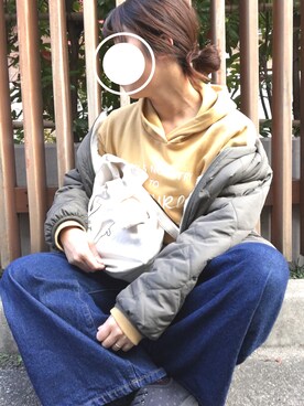 「PAGEBOY（ページボーイ）のトモリボン付きデニムワイドパンツ（デニムパンツ）」を使った、ｗａｋａ＊さん（レディース・153cm）の冬コーディネート