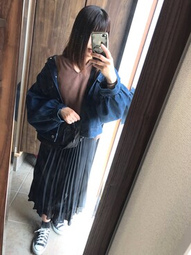 「MILKFED.」｜「アイテム（デニムジャケット）」を使った、ｗａｋａ＊さん（レディース・153cm）の春コーディネート