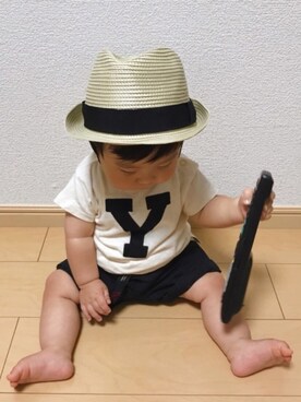 「黒パンツ」｜EIMA.SAEさん（キッズ・70cm）の夏コーディネート