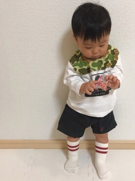 「黒パンツ」｜EIMA.SAEさん（キッズ・70cm）の秋コーディネート