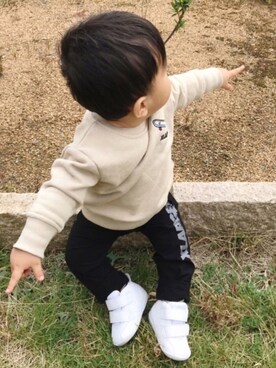 「ナイロンパンツ」｜EIMA.SAEさん（キッズ・70cm）の秋コーディネート