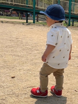 「赤い靴」｜EIMA.SAEさん（キッズ・80cm）の春コーディネート