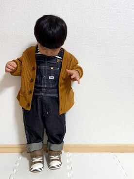 「ワッフル」｜「アイテム（サロペット/オーバーオール）」を使った、EIMA.SAEさん（キッズ・80cm）の秋コーディネート