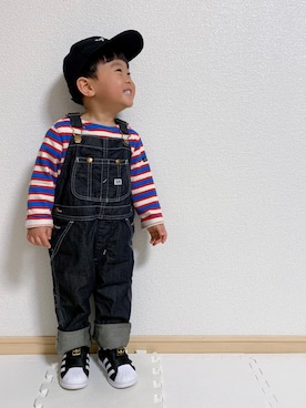 「スーパースター」｜「アイテム（オールインワン・サロペット）」を使った、EIMA.SAEさん（キッズ・80cm）の春コーディネート