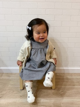 「quoti use fith（クゥオティ　ユース　フィス）のアイテム（ワンピース/ドレス）」を使った、EIMA.SAEさん（キッズ・90cm）の春コーディネート