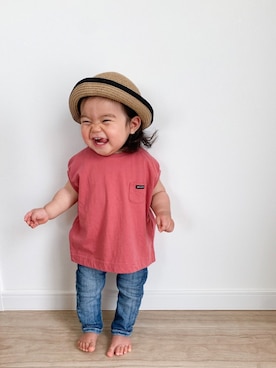 「MR（まる）のアイテム」を使った、EIMA.SAEさん（キッズ・90cm）の春コーディネート