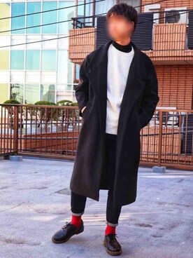 「オーバーサイズコート」｜「アイテム（ブーツ）」を使った、☀️HARUTO☀️さん（メンズ・183cm）の冬コーディネート