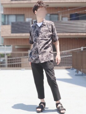 ☀️HARUTO☀️ is wearing GU "オープンカラーシャツ(半袖)mowartt2"