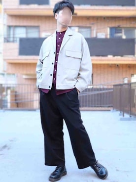 「ノーカラーシャツ」｜「アイテム（ブルゾン）」を使った、☀️HARUTO☀️さん（メンズ・183cm）の春コーディネート
