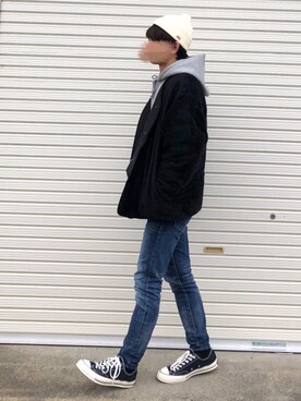 「SEVENDAYS=SUNDAY（セブンデイズサンデイ）のアイテム（ミリタリージャケット）」を使った、konyさん（メンズ・173cm）の冬コーディネート