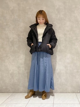 「POU DOU DOU（プードゥドゥ）のアイテム（ブルゾン）」を使った、よしかわさん（レディース・151cm）の冬コーディネート