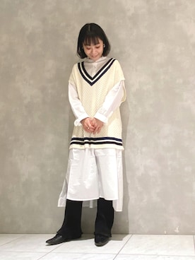 「POU DOU DOU（プードゥドゥ）のアイテム（その他パンツ）」を使った、よしかわさん（レディース・151cm）の冬コーディネート