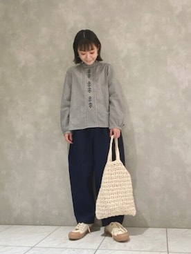 「ギンガムチェックシャツ」｜よしかわさん（レディース・151cm）の冬コーディネート