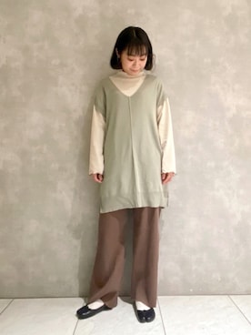 「POU DOU DOU（プードゥドゥ）のアイテム（その他パンツ）」を使った、よしかわさん（レディース・151cm）の冬コーディネート