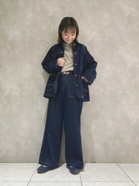 「POU DOU DOU（プードゥドゥ）のアイテム（ブルゾン）」を使った、よしかわさん（レディース・151cm）の冬コーディネート