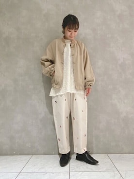 「POU DOU DOU（プードゥドゥ）のアイテム（ブルゾン）」を使った、よしかわさん（レディース・151cm）の冬コーディネート
