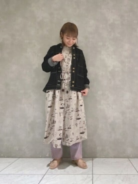 「POU DOU DOU（プードゥドゥ）のアイテム（ジャケット/アウター）」を使った、よしかわさん（レディース・151cm）の春コーディネート