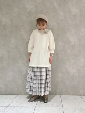 「春めきシューズ」｜「アイテム（ハンチング/ベレー帽）」を使った、よしかわさん（レディース・151cm）の春コーディネート
