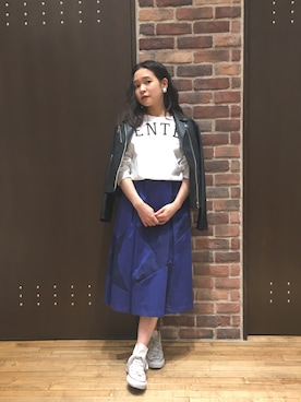 「NOMBRE IMPAIR（ノンブルアンペール）のアイテム（ライダースジャケット）」を使った、suu.さん（レディース・152cm）の冬コーディネート