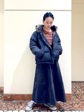 「NOMBRE IMPAIR（ノンブルアンペール）のアイテム（ダウンジャケット/コート）」を使った、suu.さん（レディース・152cm）の秋コーディネート