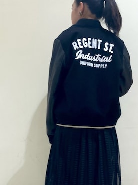 「刺繍」｜「アイテム（スタジャン）」を使った、suu.さん（レディース・152cm）の冬コーディネート