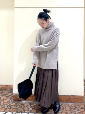 「NOMBRE IMPAIR（ノンブルアンペール）のアイテム（ブーツ）」を使った、suu.さん（レディース・152cm）の冬コーディネート