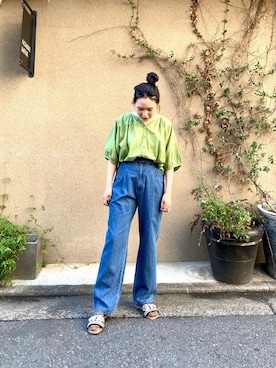 「NOMBRE IMPAIR（ノンブルアンペール）のアイテム（サンダル）」を使った、suu.さん（レディース・152cm）の春コーディネート