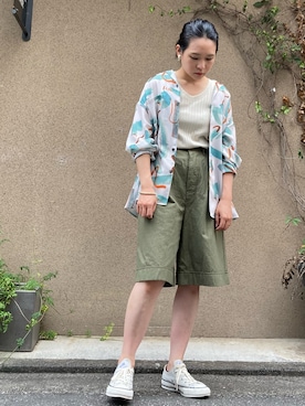 「FIL DE FER（フィルデフェール）のアイテム（タンクトップ）」を使った、suu.さん（レディース・152cm）の夏コーディネート