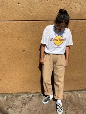 「ユニバ」｜「アイテム（スリッポン）」を使った、miuさん（レディース・153cm）の夏コーディネート