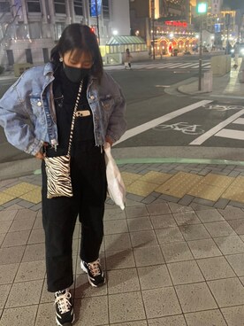 「ZARA（ザラ）のアイテム（デニムジャケット、ブルー系）」を使った、miuさん（レディース）の冬コーディネート