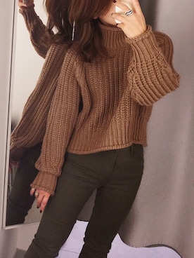 リブニットタートルネックセーター のレディース人気ファッションコーディネート Wear