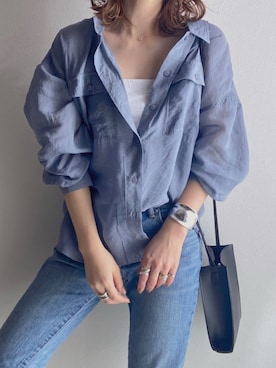 「ZOZO（ゾゾ）のスリムテーパードデニムパンツ［WOMEN］（デニムパンツ）」を使った、midopeiさん（レディース・158cm）の春コーディネート