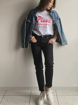 「zozoデニム」｜「アイテム（デニムジャケット）」を使った、midopeiさん（レディース・158cm）の春コーディネート