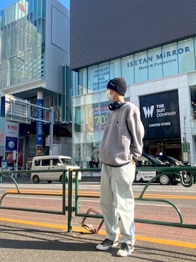 「FTC（エフティーシー）のアイテム（帽子）」を使った、おだよーしさん（メンズ・176cm）の春コーディネート